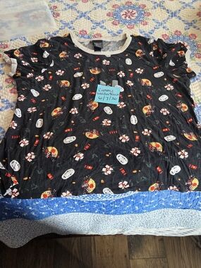 Spirited Away No Face Floral Ringer Tee